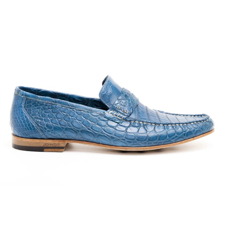 Blue exotic leather shoes