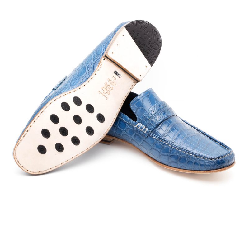 Blue exotic leather shoes