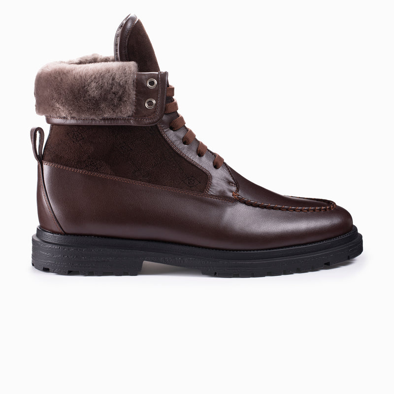 Brown Leather Derby Winter Boots