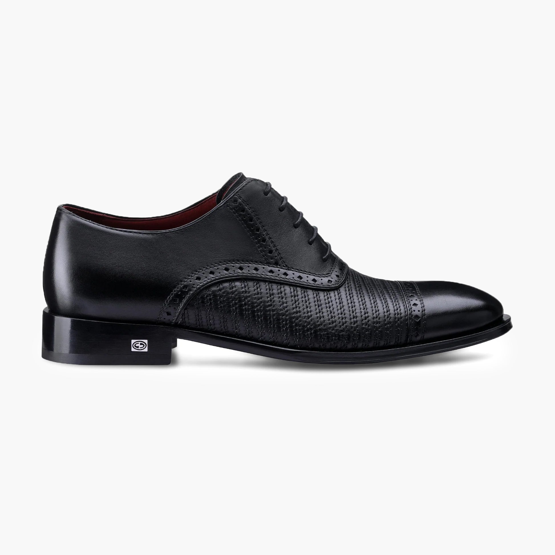 Men's Black Leather Stitched Oxfords