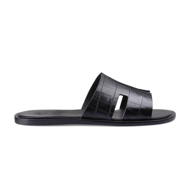 Black Leather Slippers