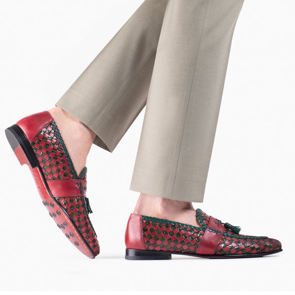 Red-green loafers