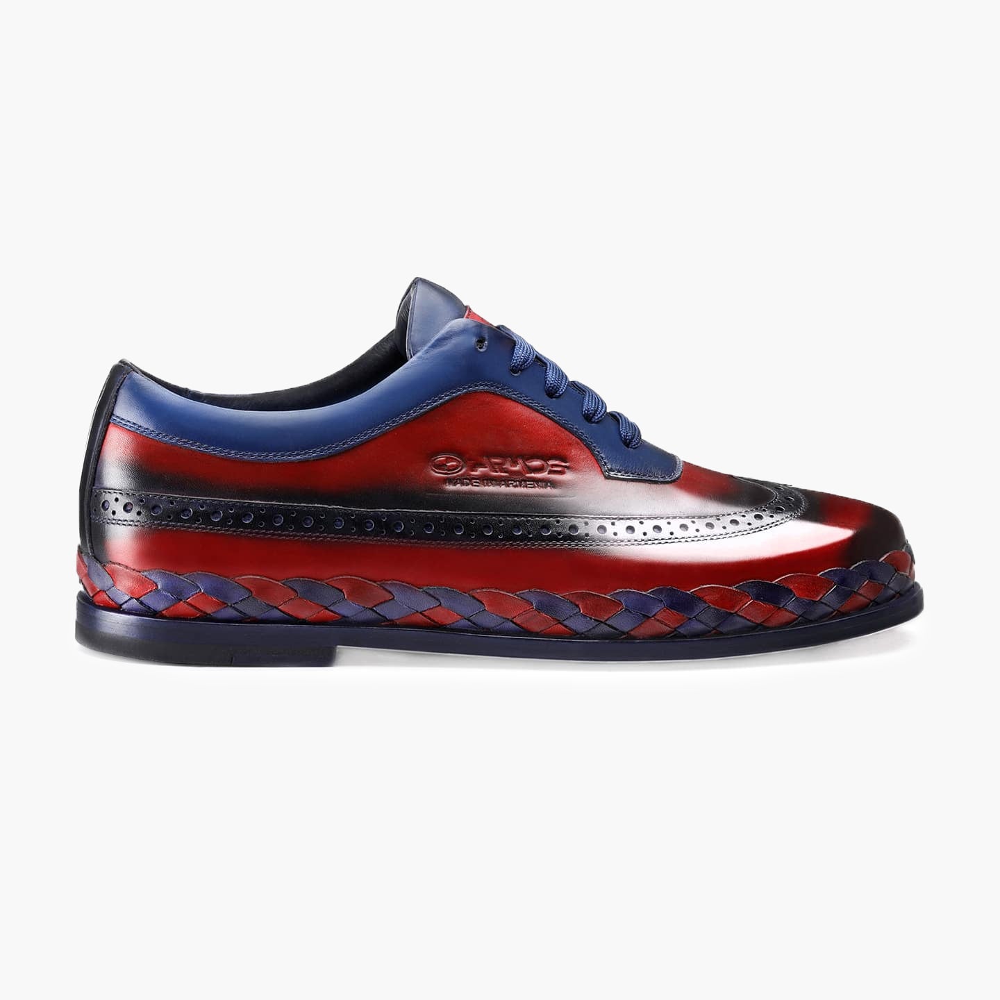 Men's Blue & Red Leather Brogue Sneaker