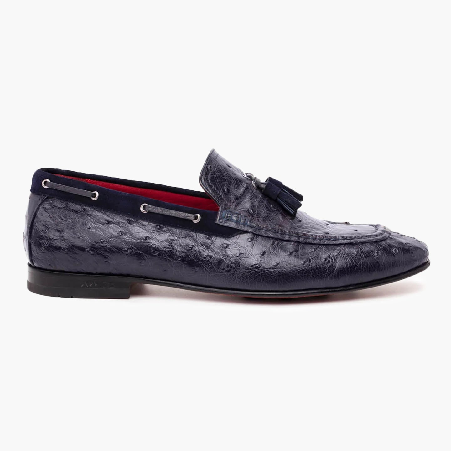 Ostrich leather ink loafers