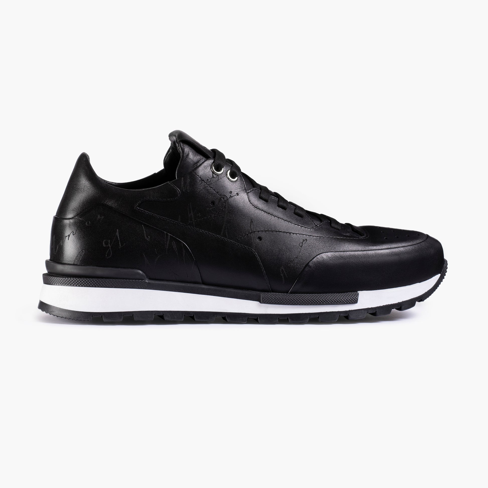 Men's Black Sneaker with White Sole