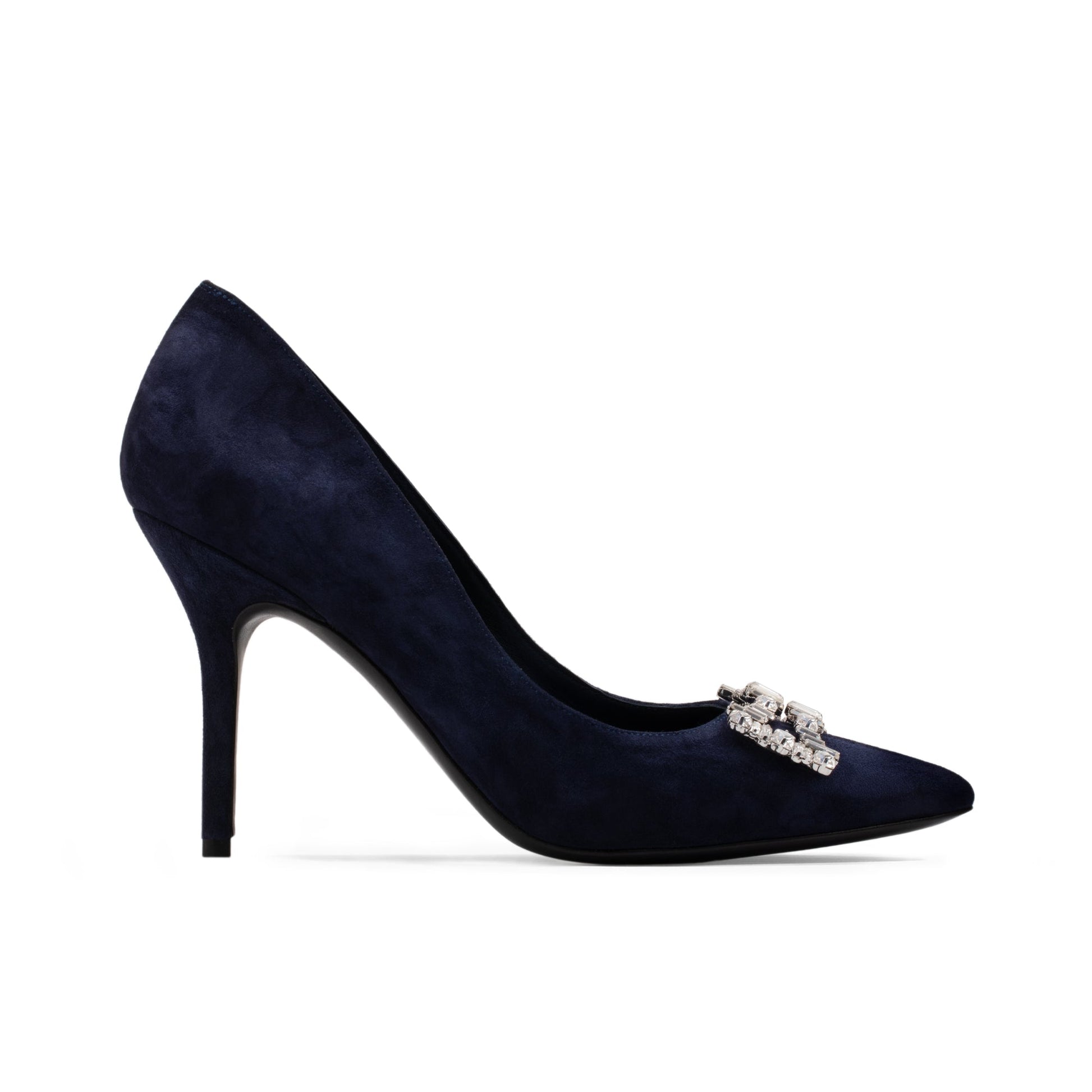 Blue suede pumps