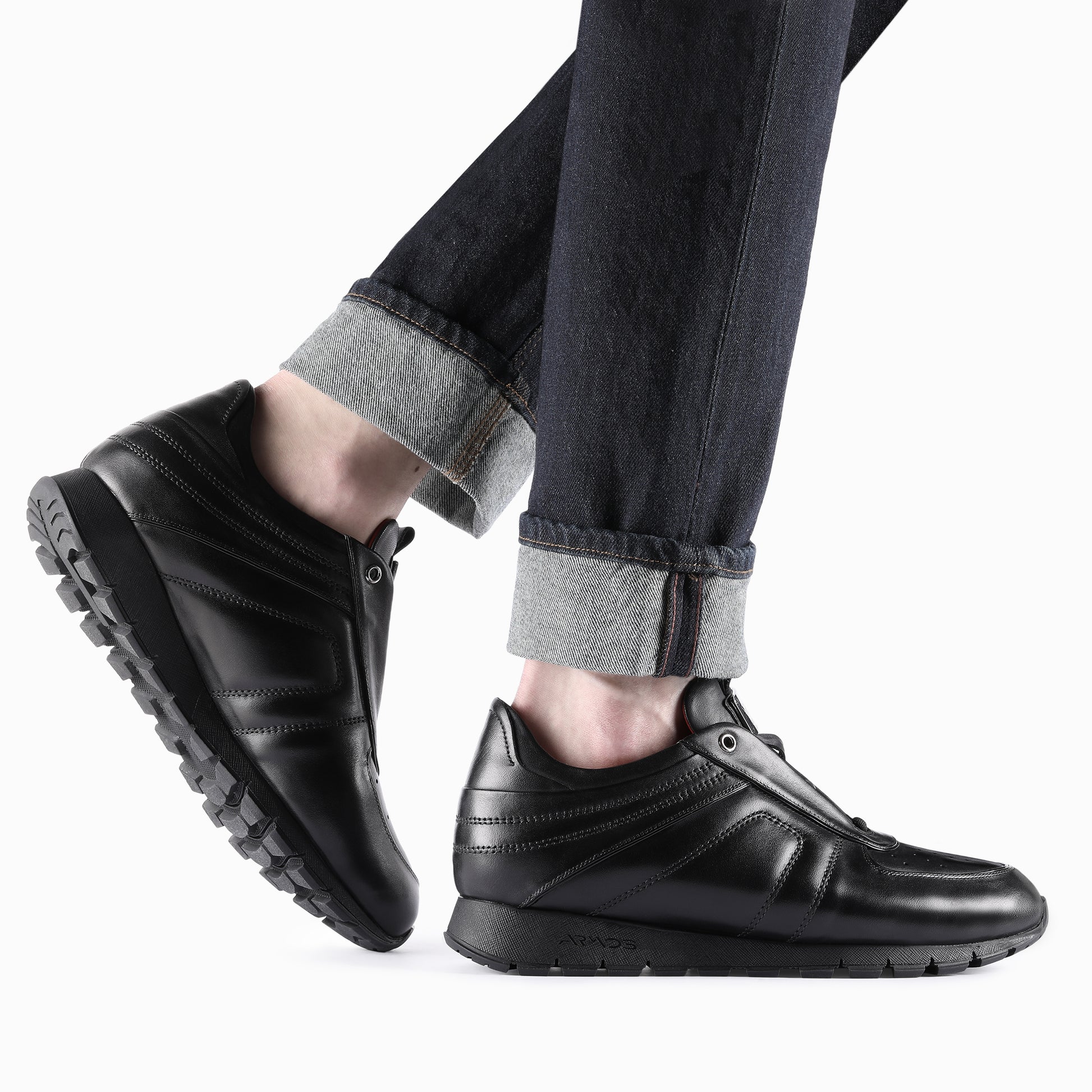 Men's Black Leather Perforated Sneaker