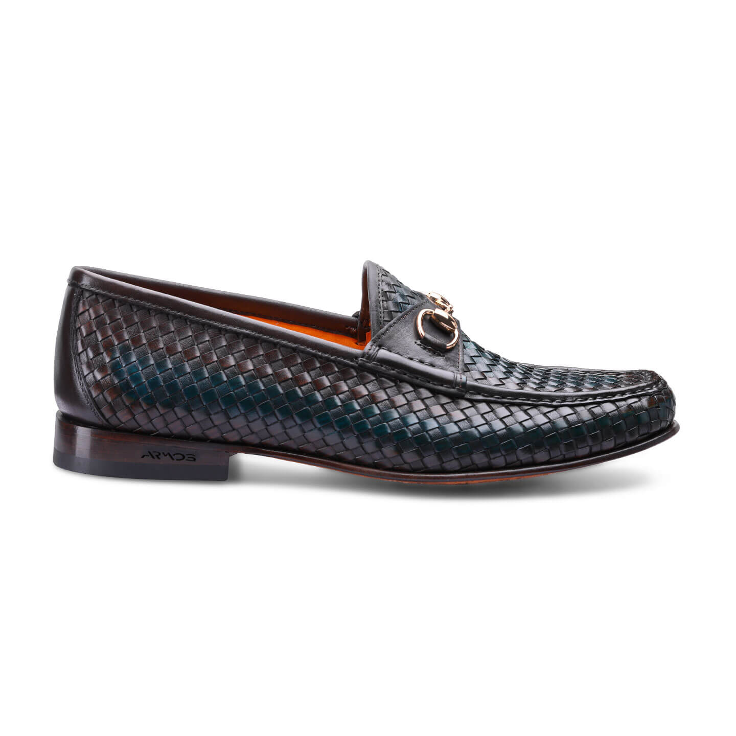 Patinated woven loafers