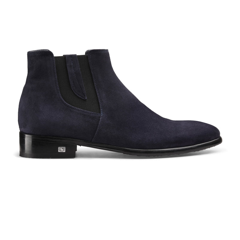 Blue suede ankle boots