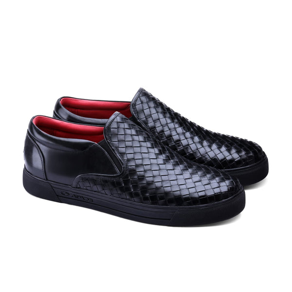 Black woven sneakers