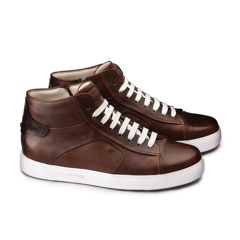 Brown Leather Ankle Sneakers