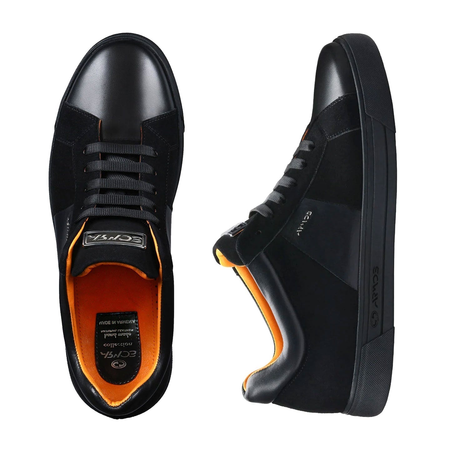 Men's Black Leather and Suede Sneaker