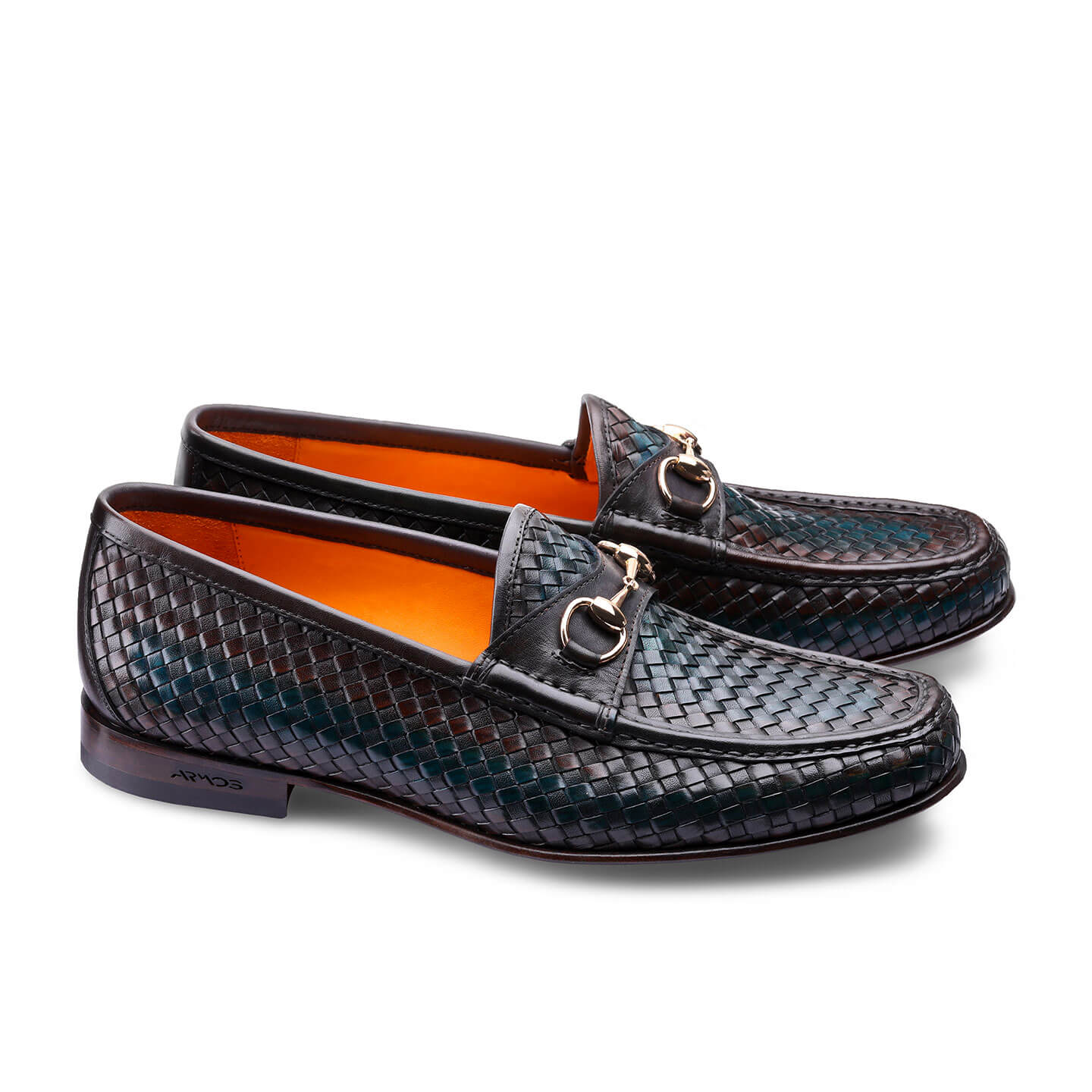 Patinated woven loafers