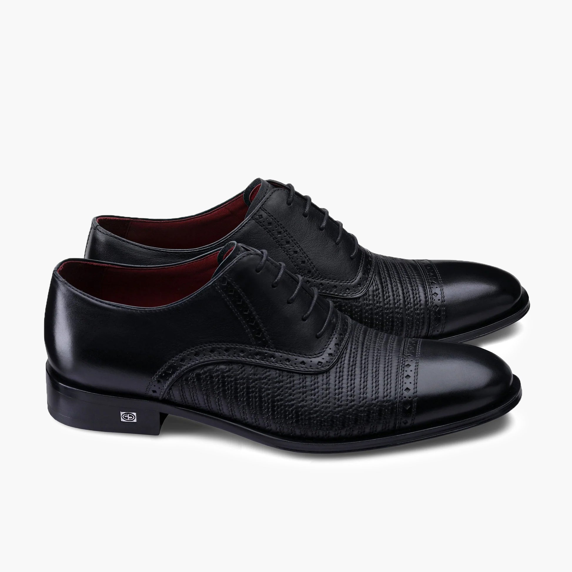 Men's Black Leather Stitched Oxfords