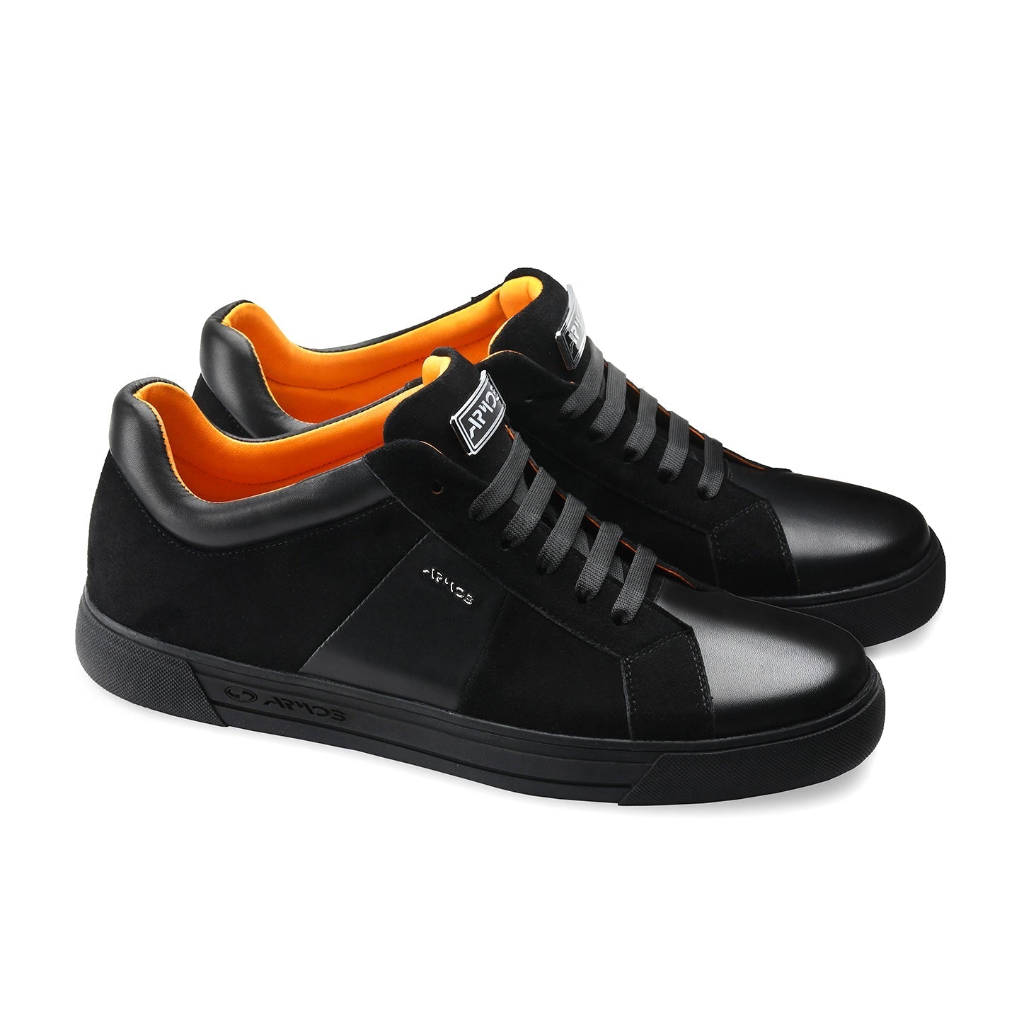 Men's Black Leather and Suede Sneaker