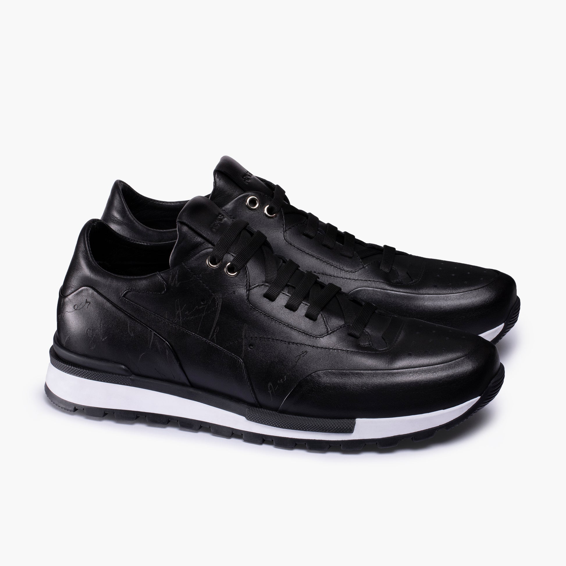 Men's Black Sneaker with White Sole