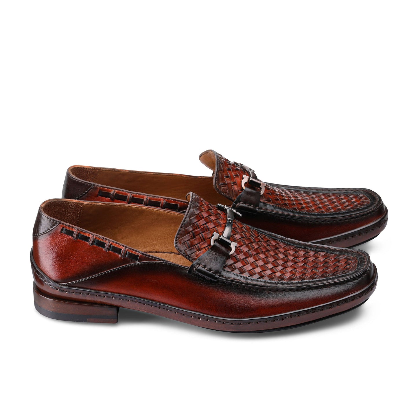 Brown woven moccasins