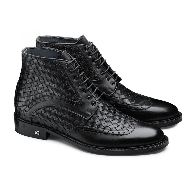 Black woven boots