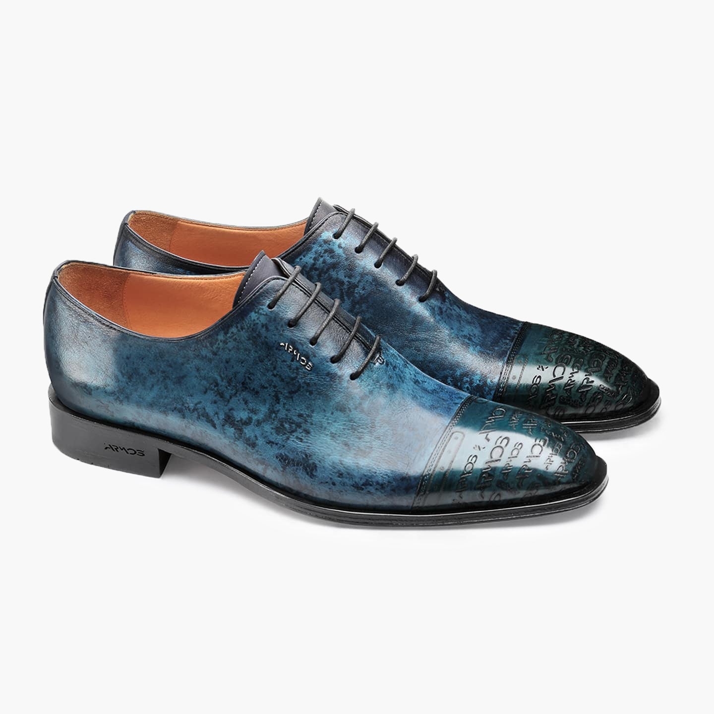 Men's Blue Patina Leather Oxford Lace-up