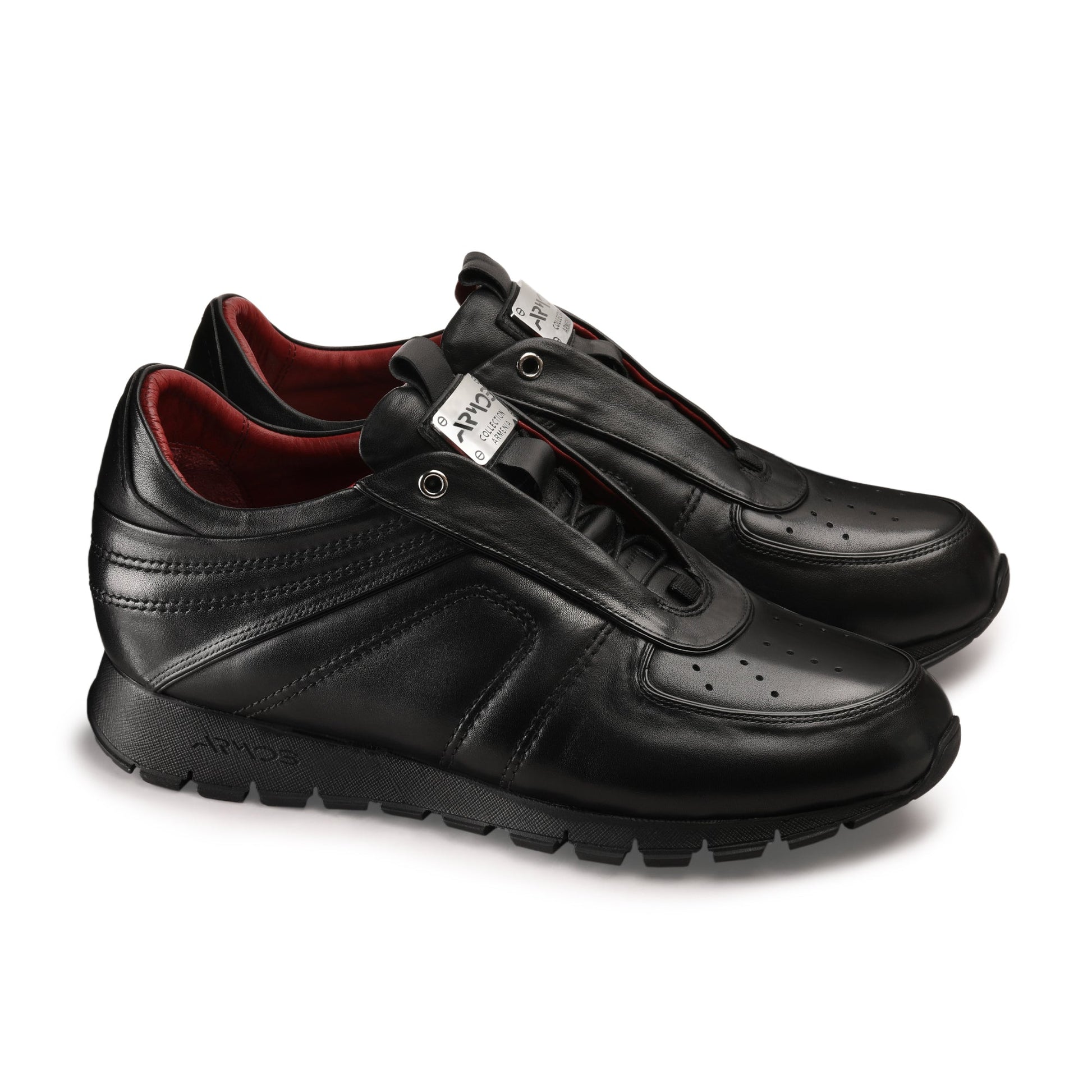 Men's Black Leather Perforated Sneaker