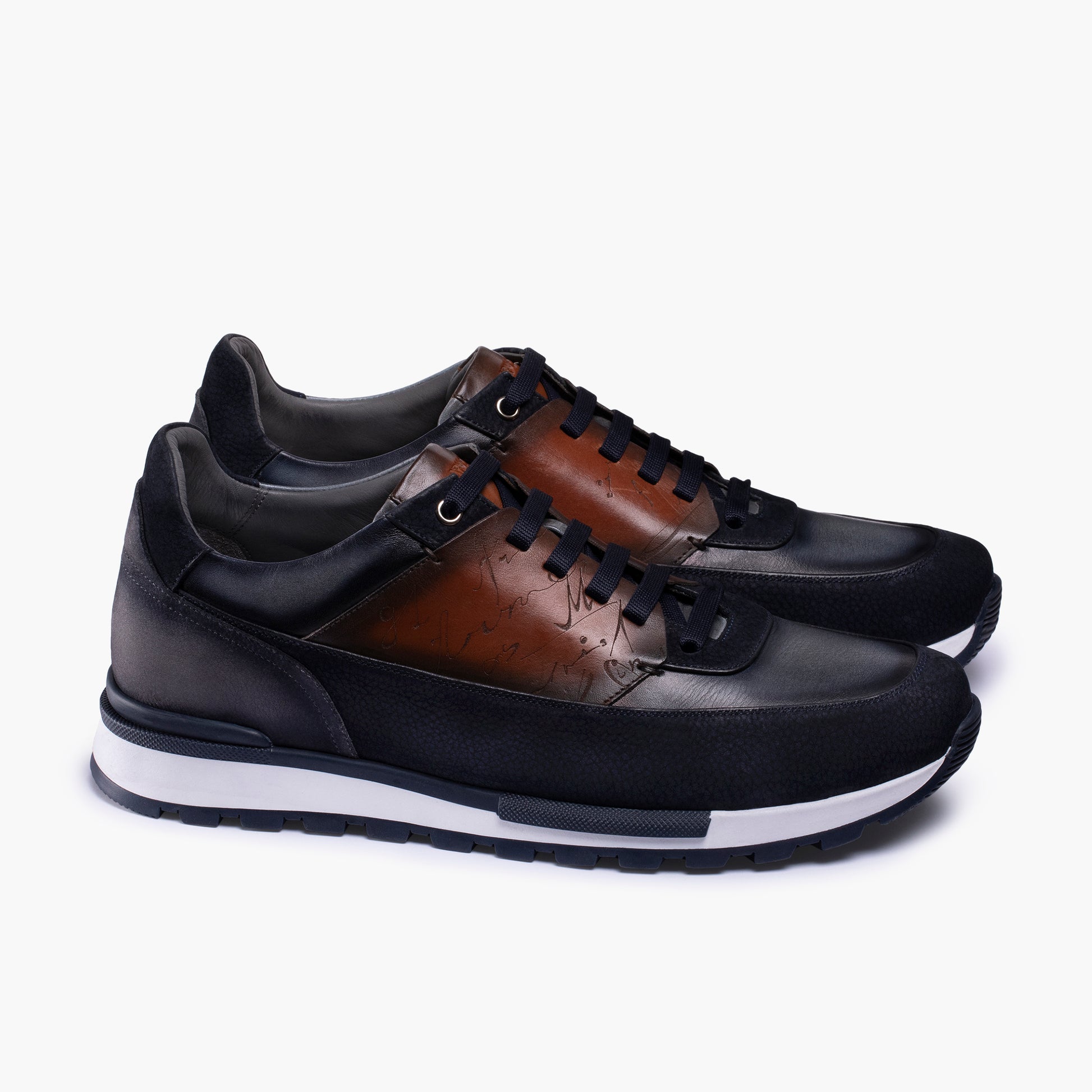 Men's Blue & Brown Patina Leather Sneaker