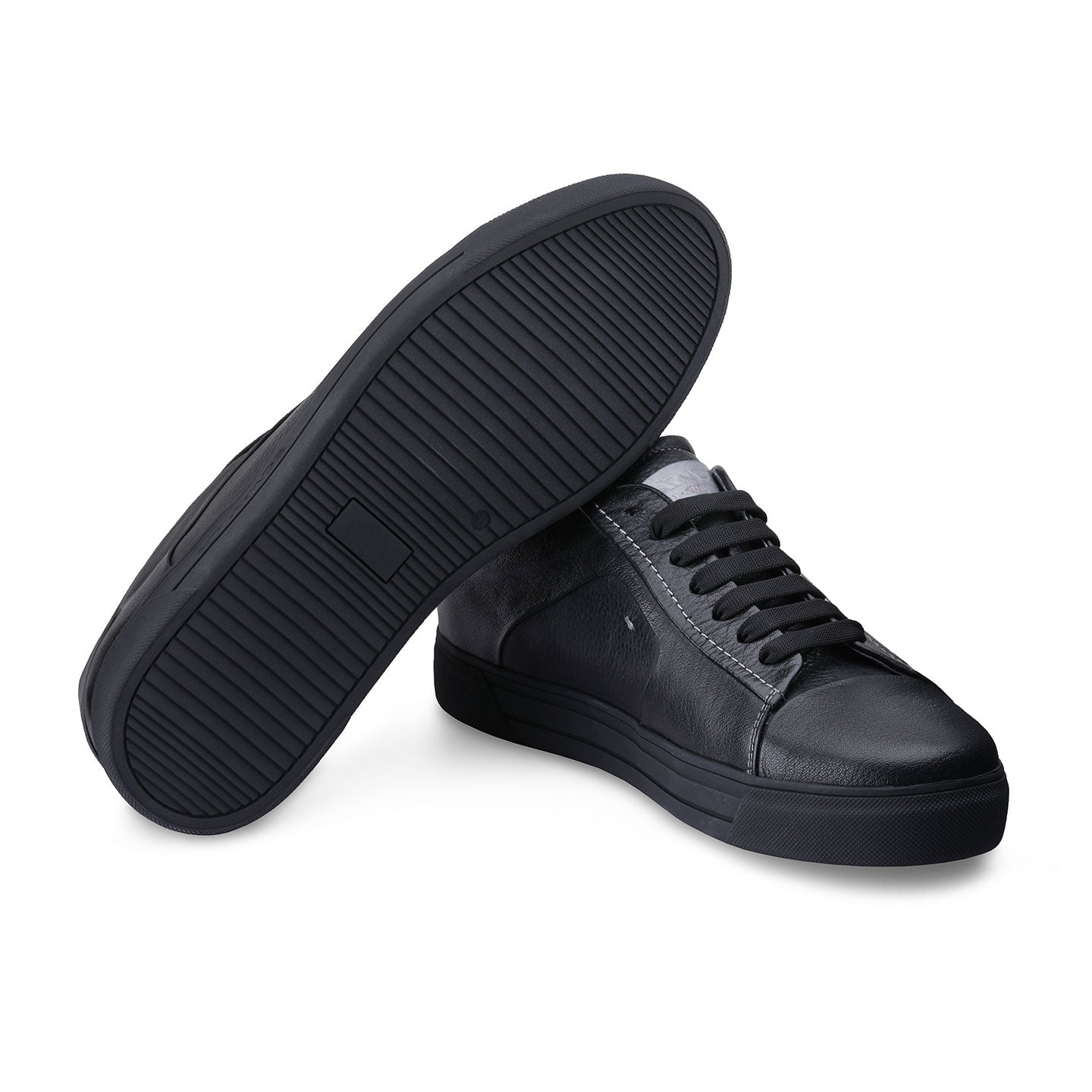 Men's Black Sneaker with Silver Inserts