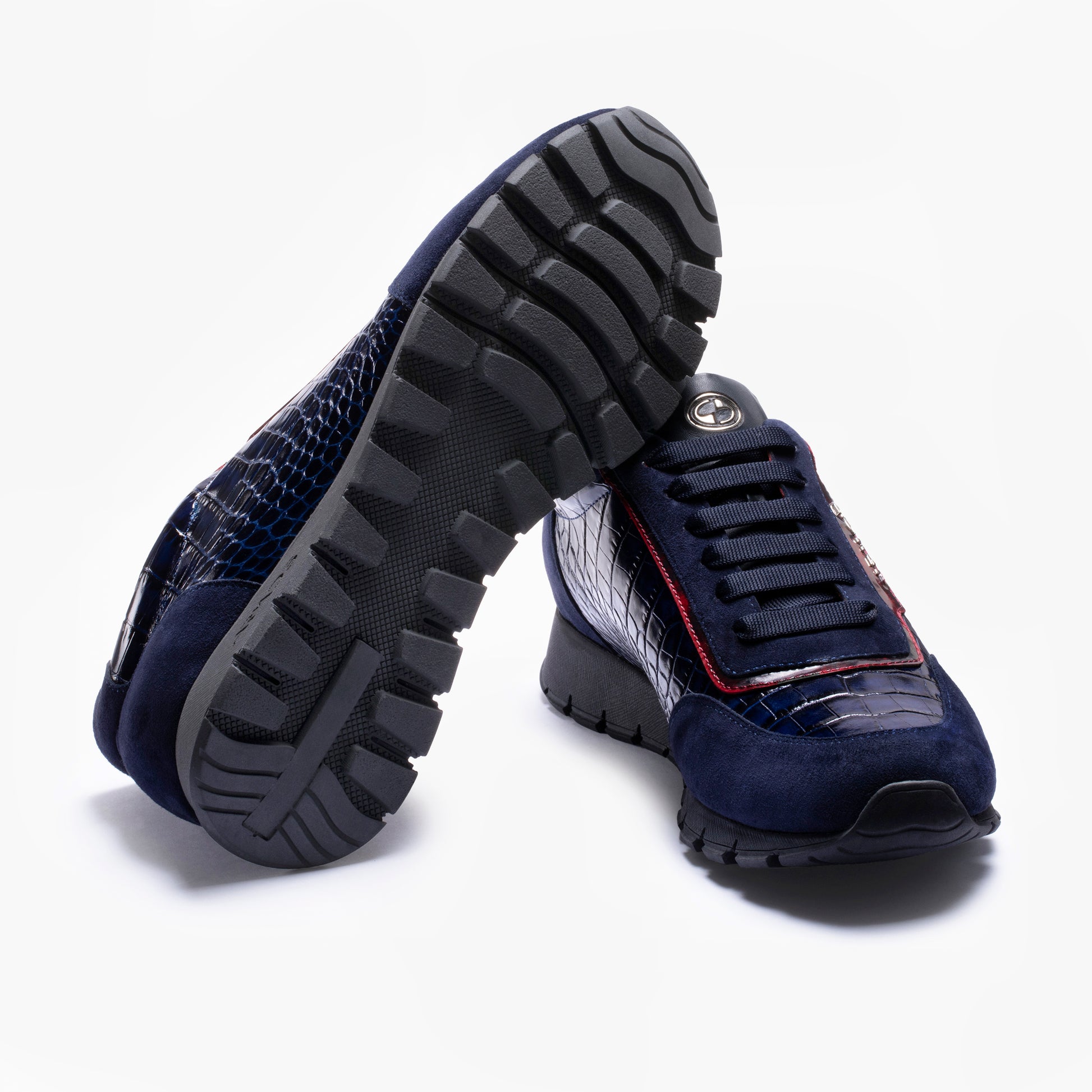 Men's Blue Croc-Effect Leather Sneaker