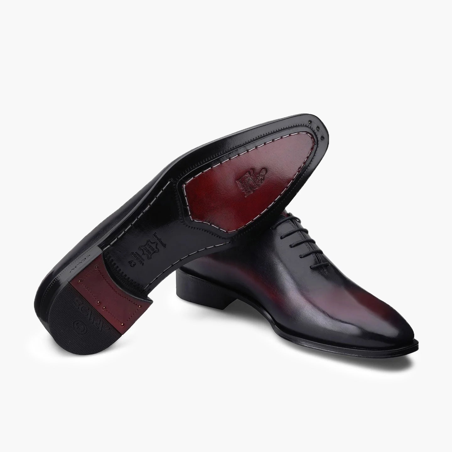 Men's Black & Red Leather Oxford Lace-Up