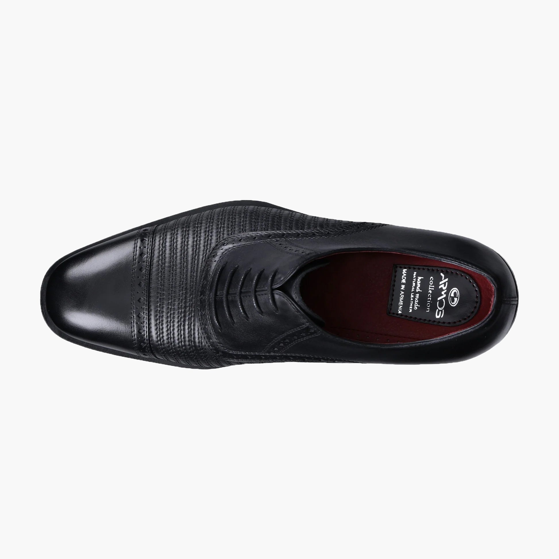 Men's Black Leather Stitched Oxfords