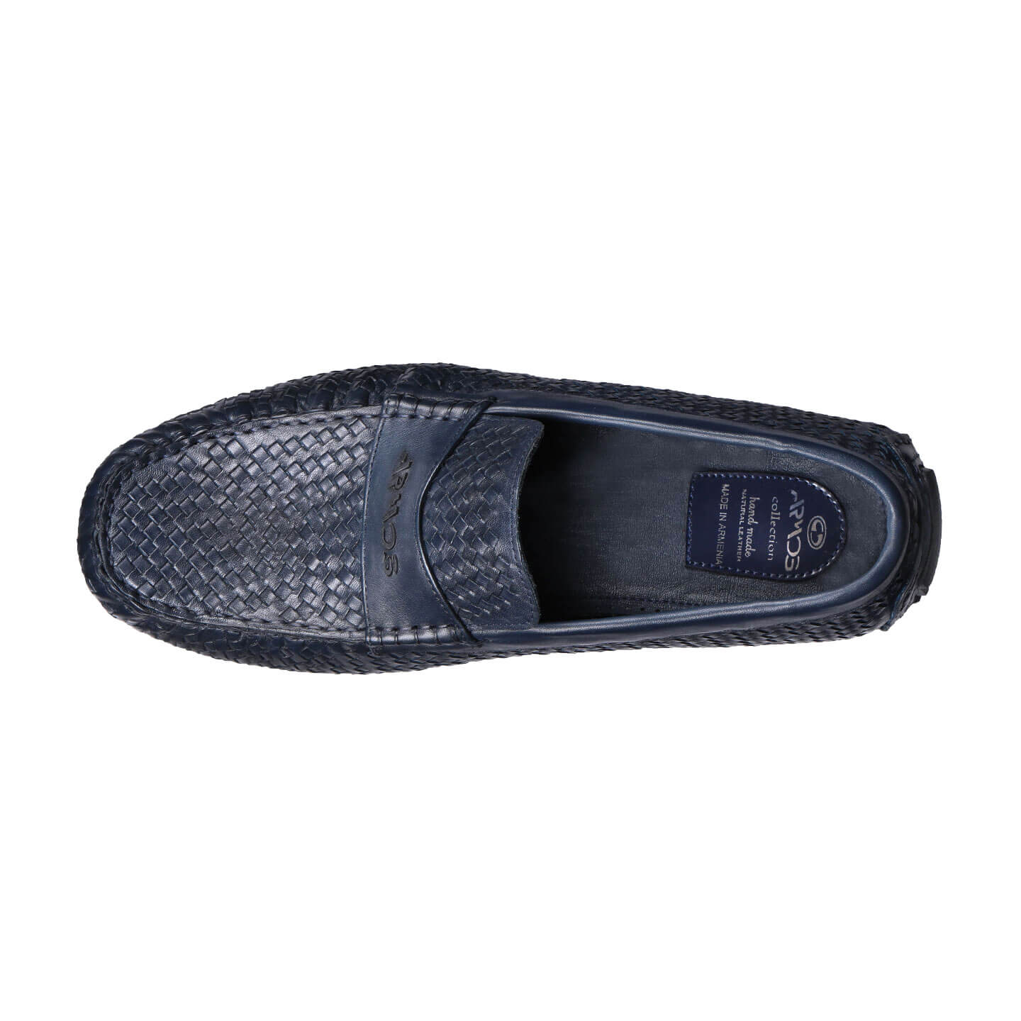 Blue woven moccasins