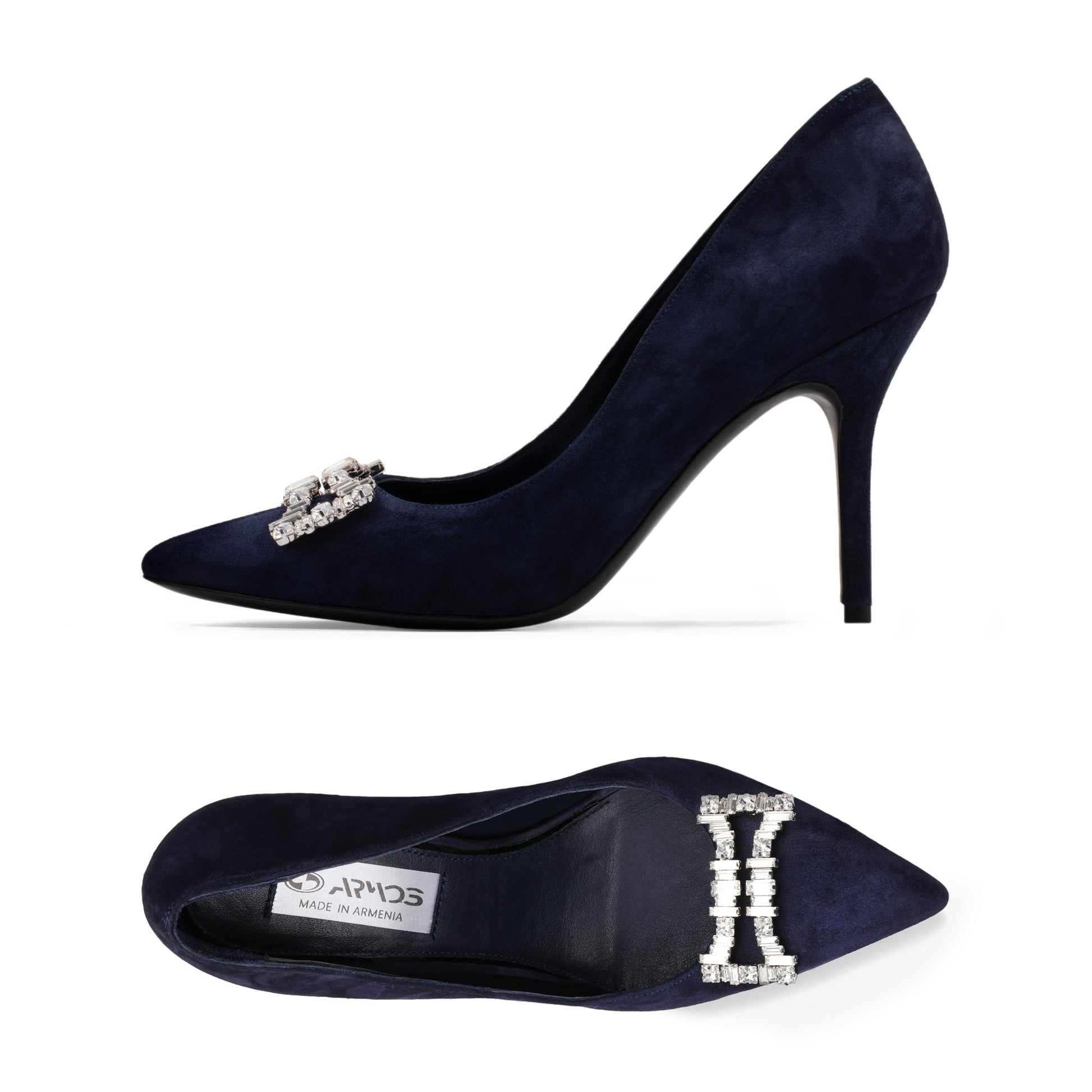 Blue suede pumps