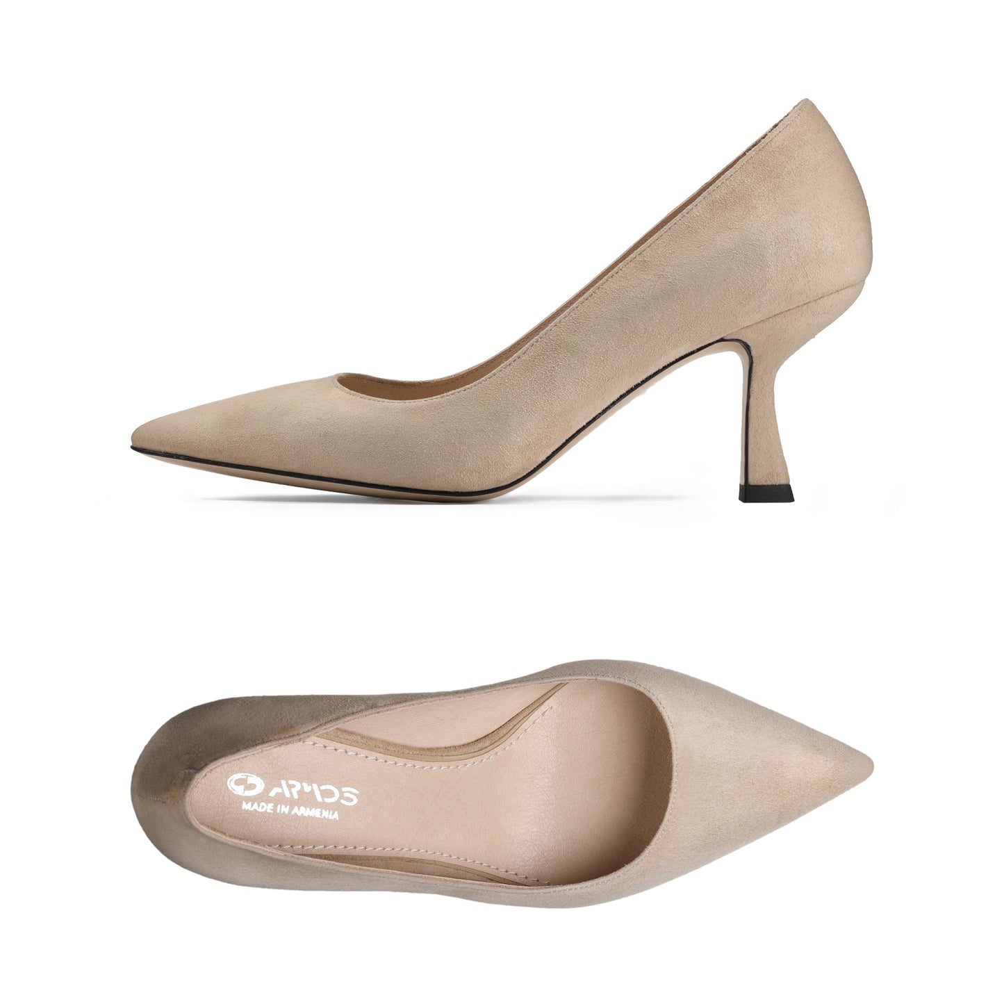 Beige suede pumps