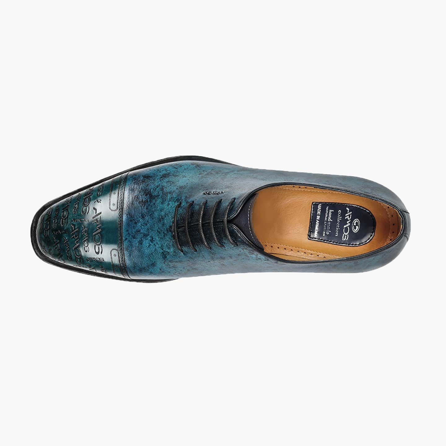 Men's Blue Patina Leather Oxford Lace-up