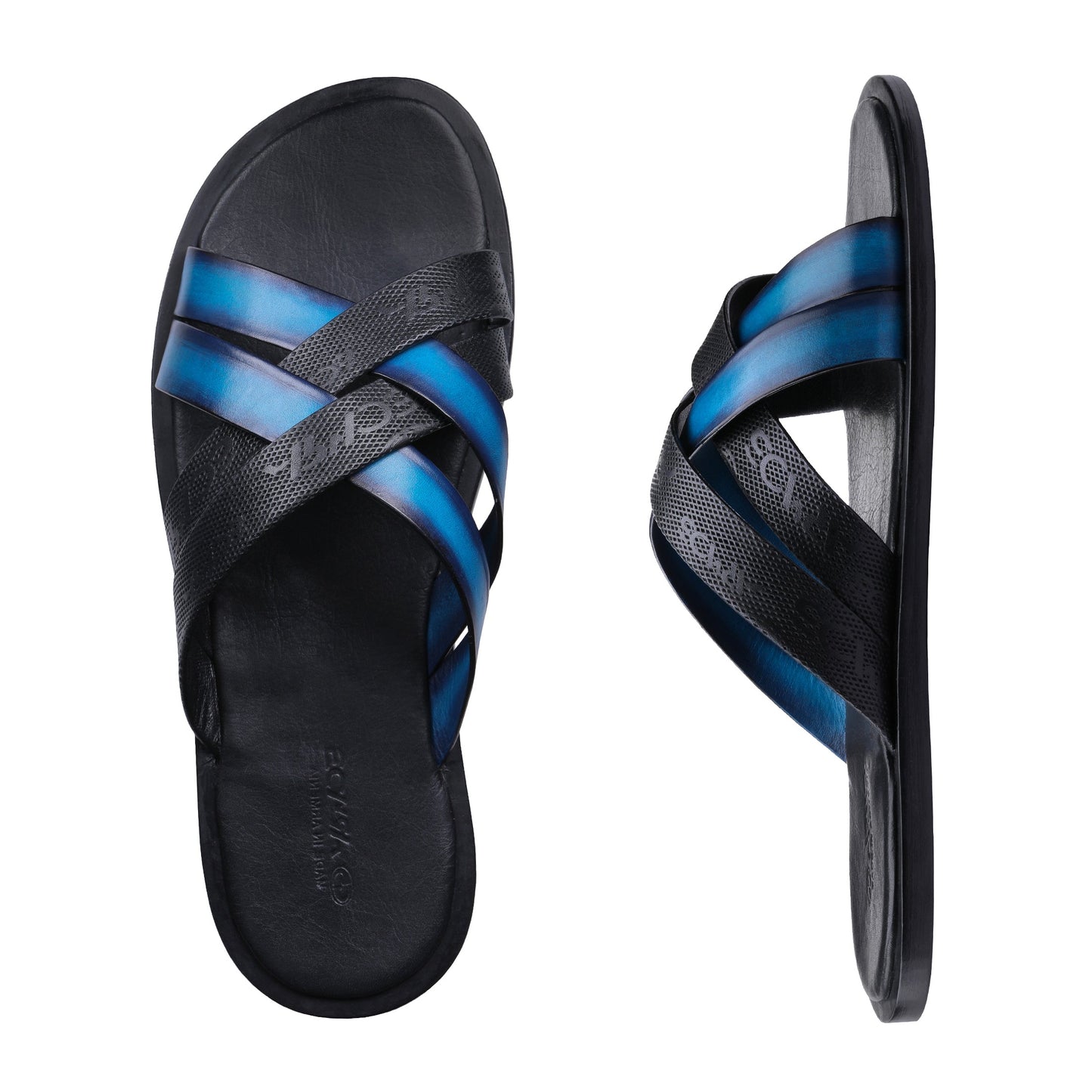 Slippers in black and blue