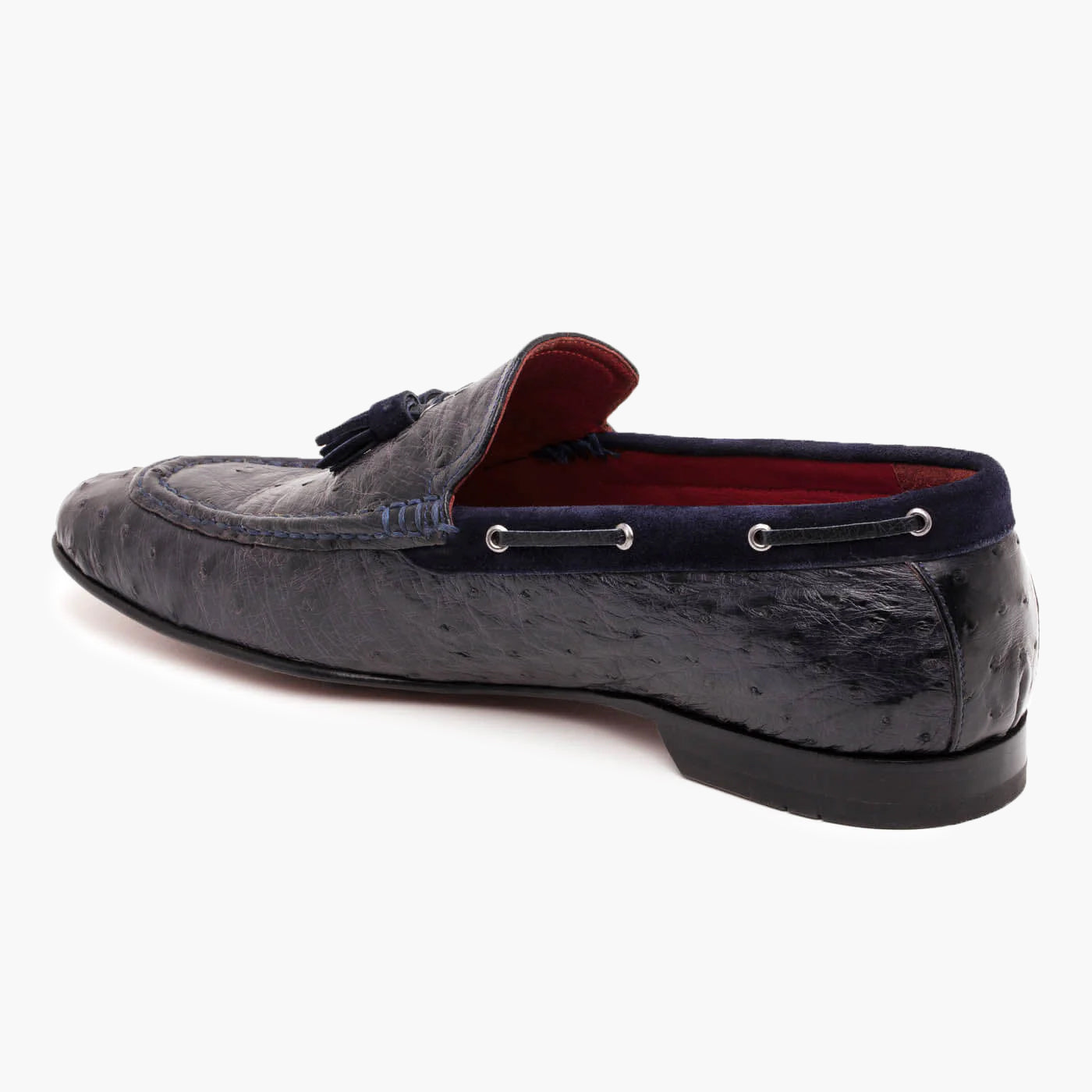 Ostrich leather ink loafers