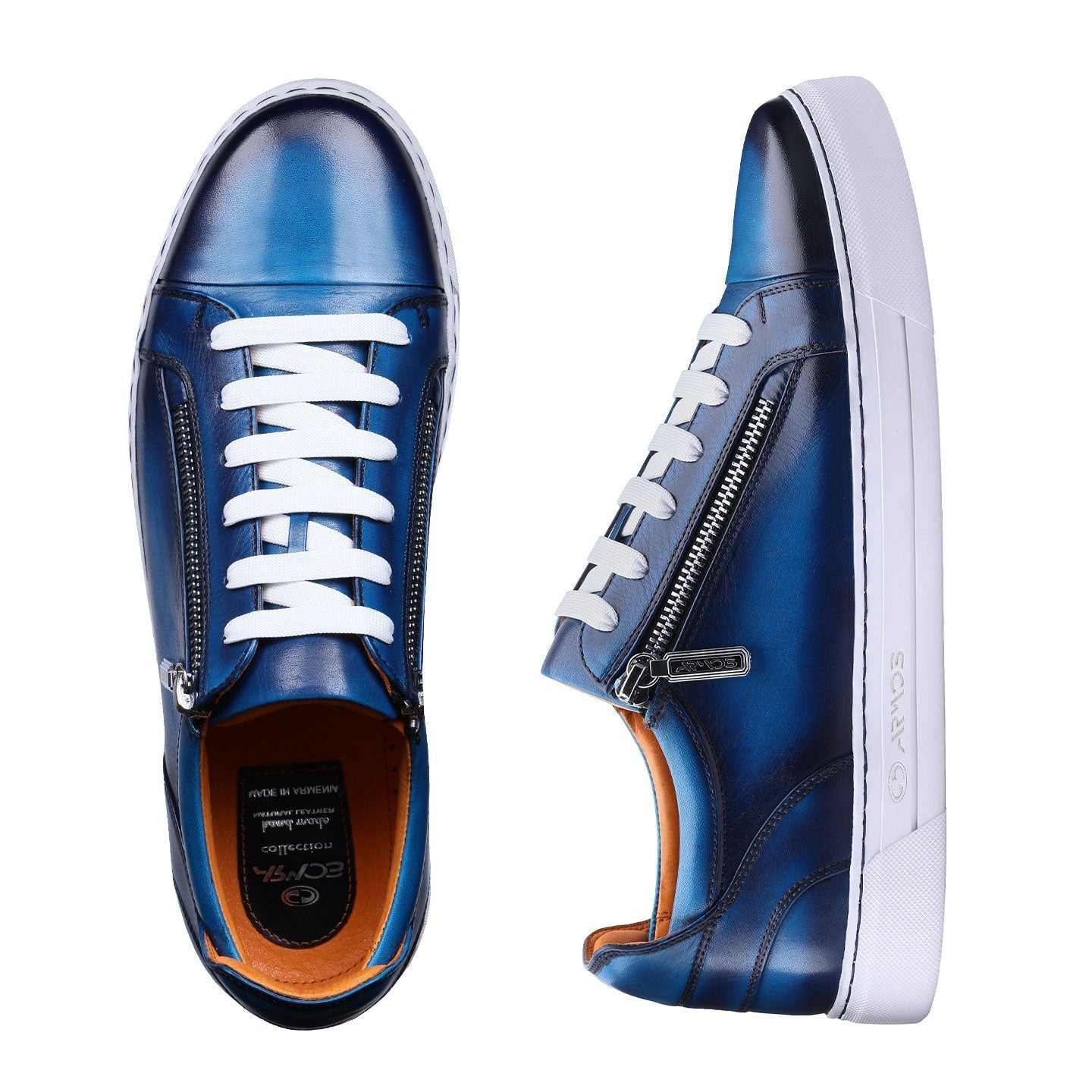 Men's Blue Patina Leather Sneaker