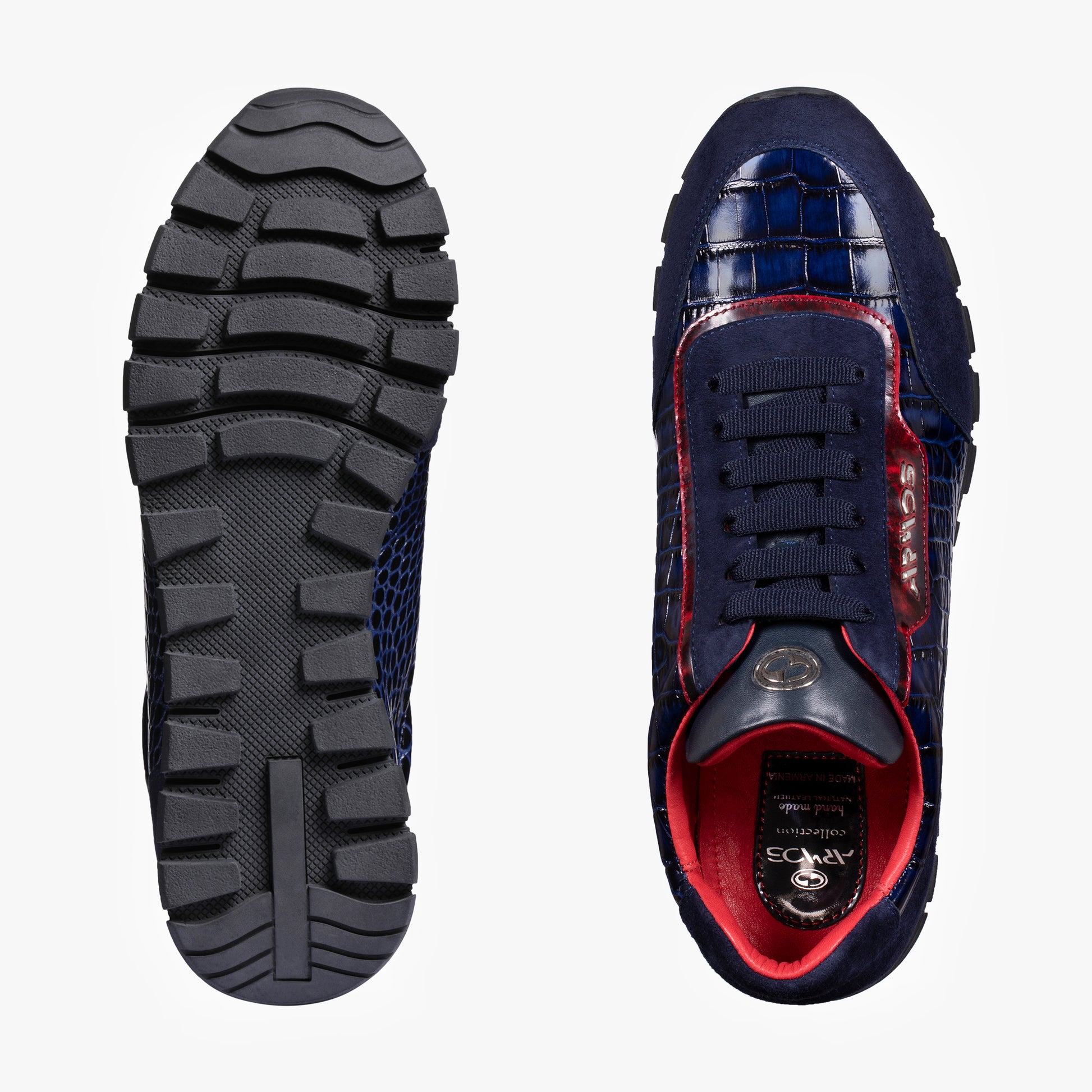 Men's Blue Croc-Effect Leather Sneaker