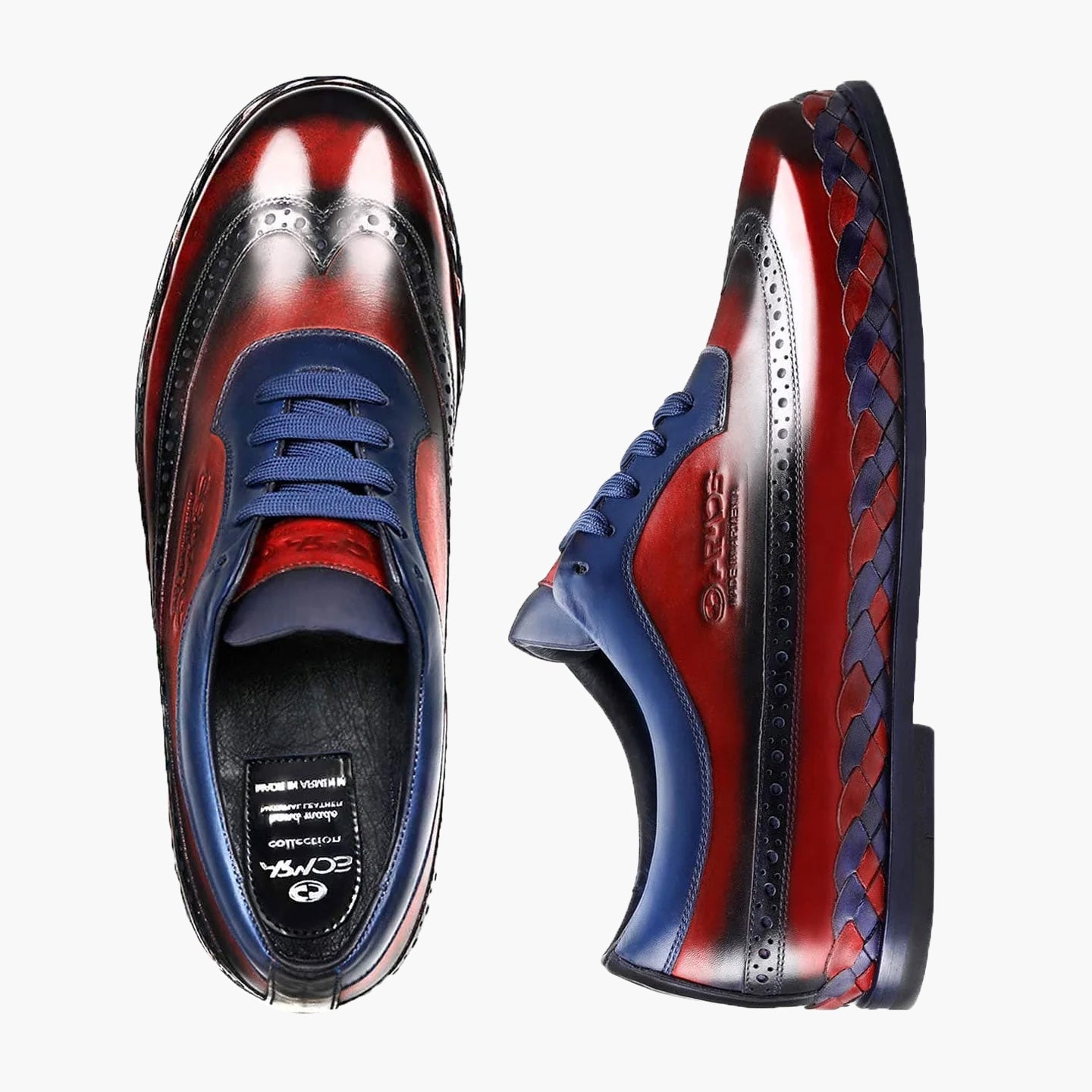 Men's Blue & Red Leather Brogue Sneaker