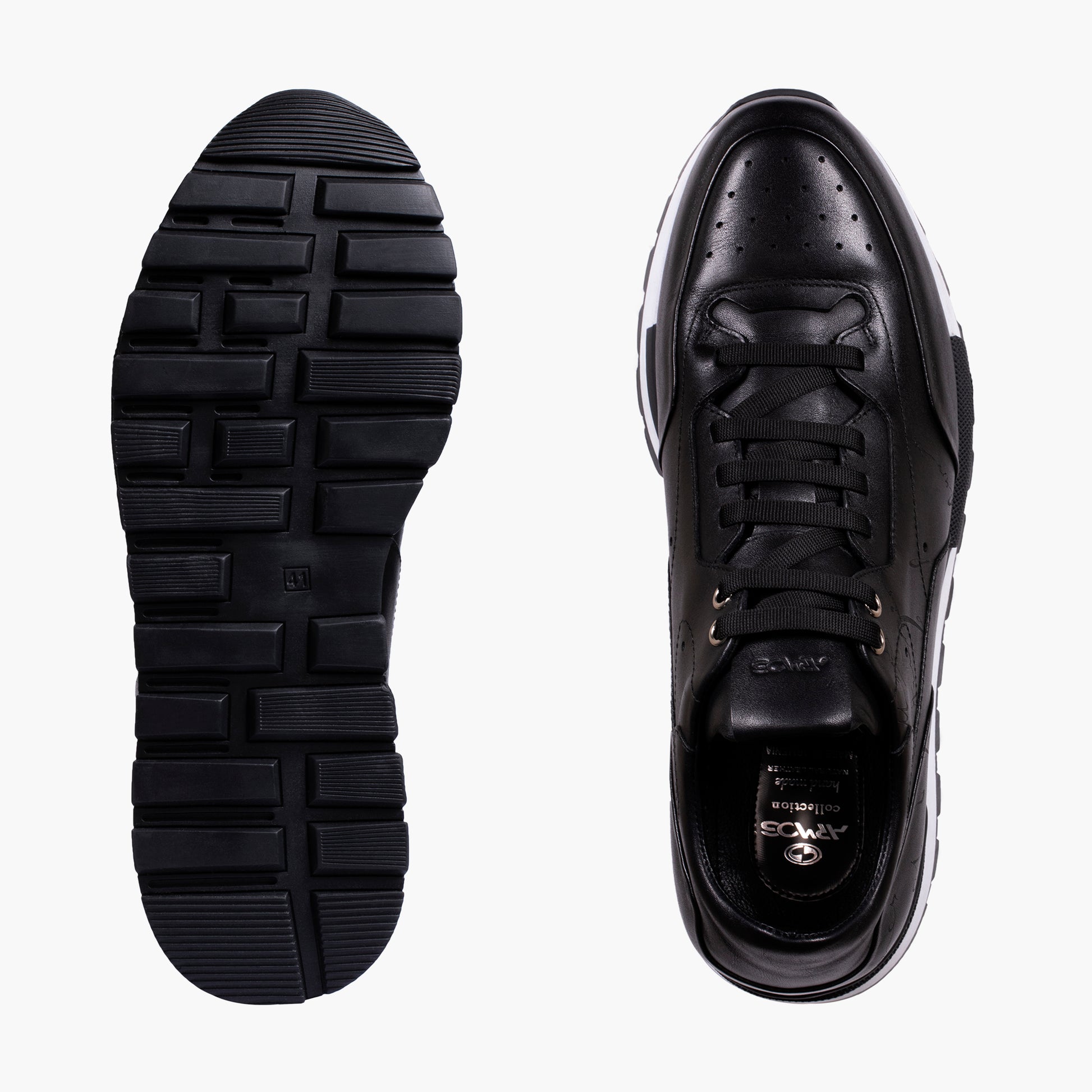 Men's Black Sneaker with White Sole