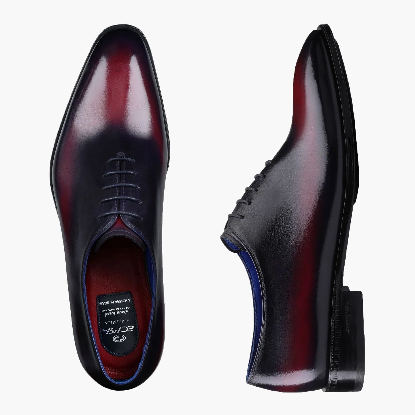 Men's Black & Red Leather Oxford Lace-Up