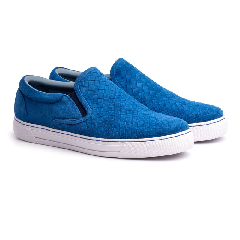 Blue woven slip-ons