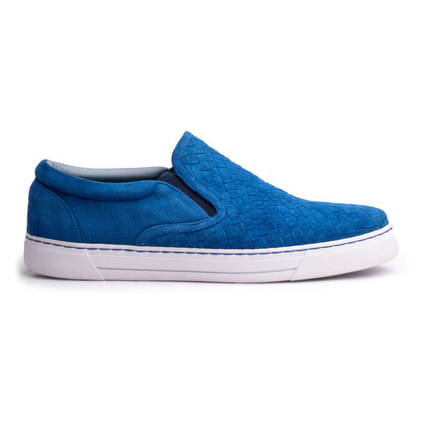 Blue woven slip-ons