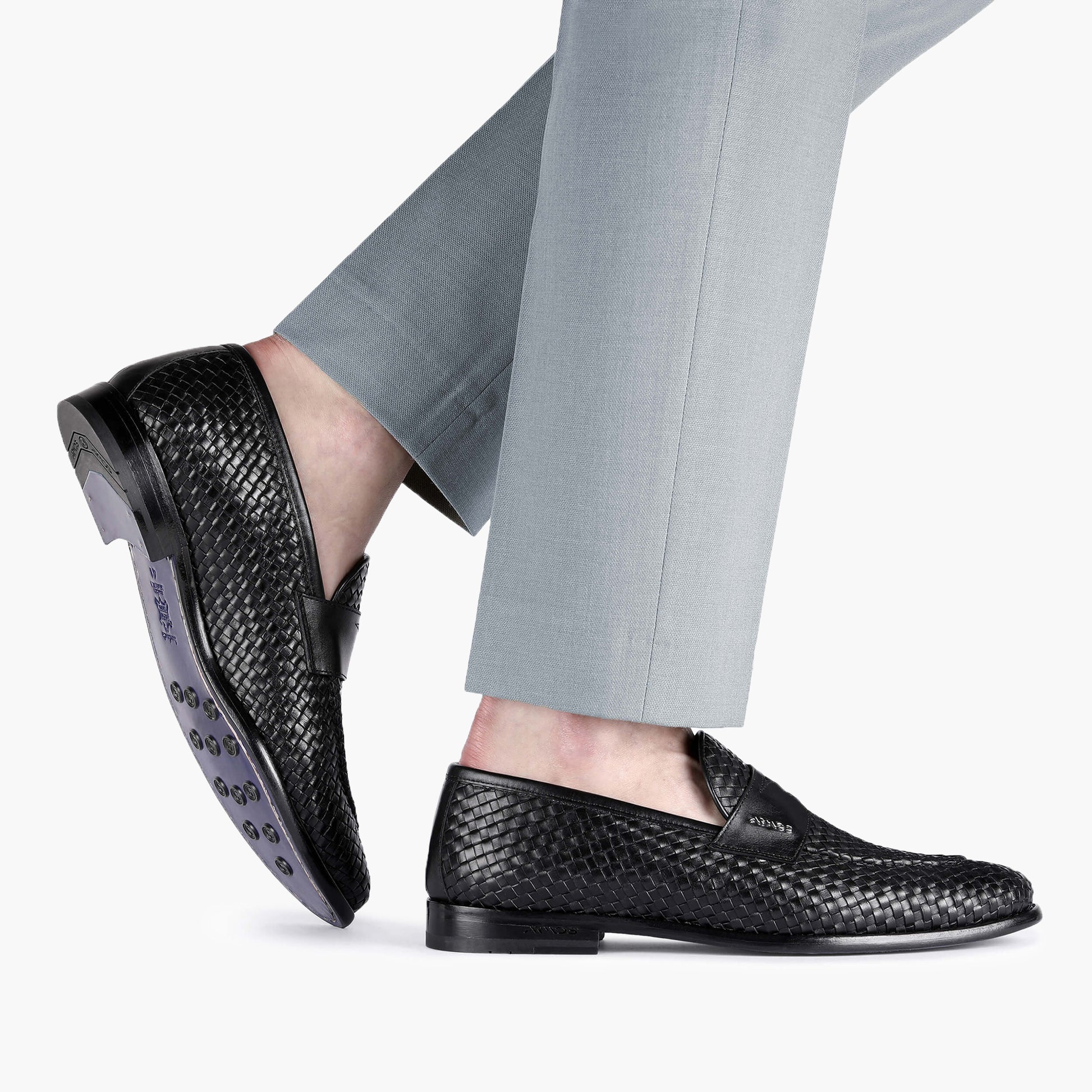 Woven penny loafers