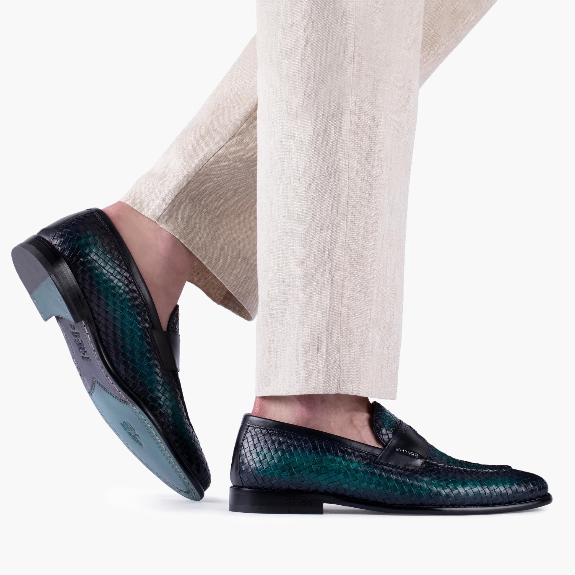 Green Woven Loafers