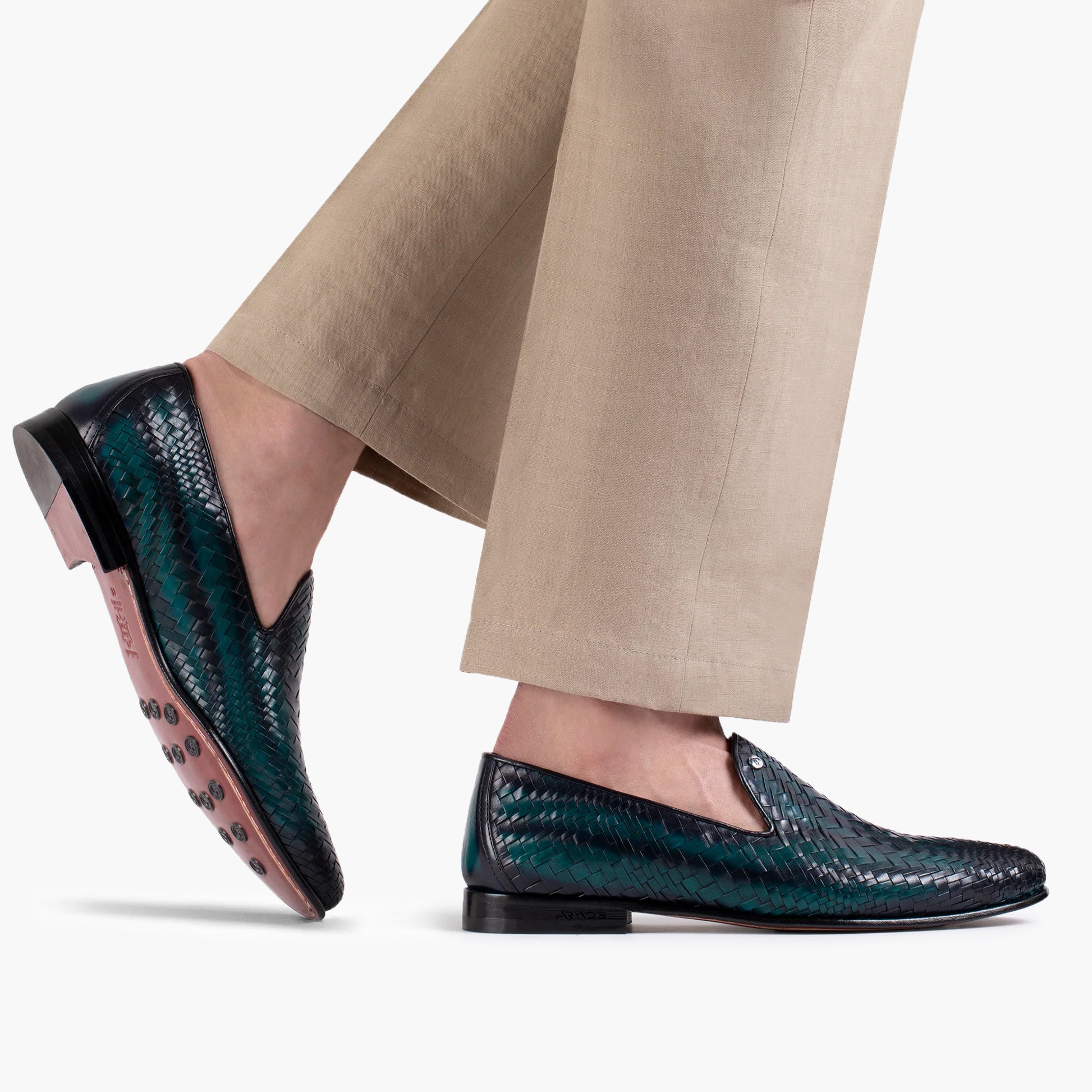 Blue woven loafers