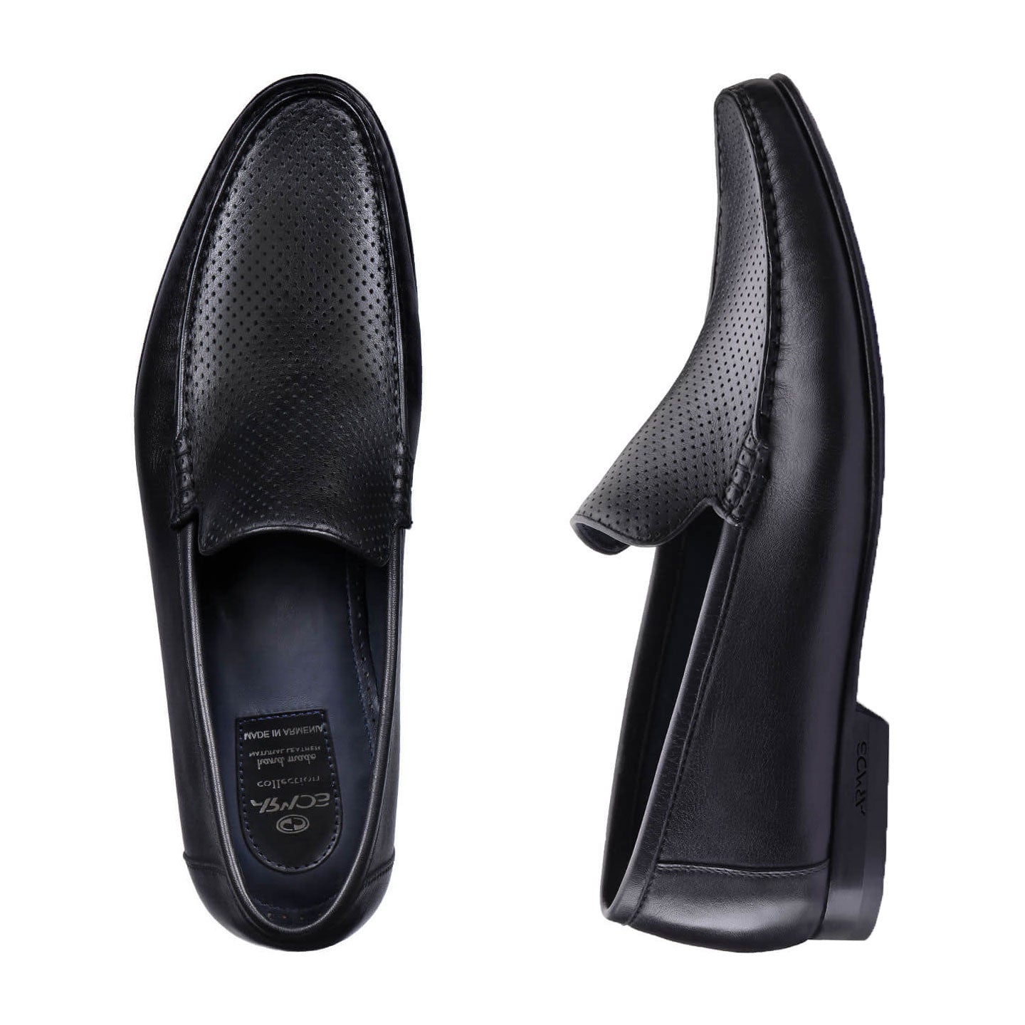 Black Perforated Moccasins