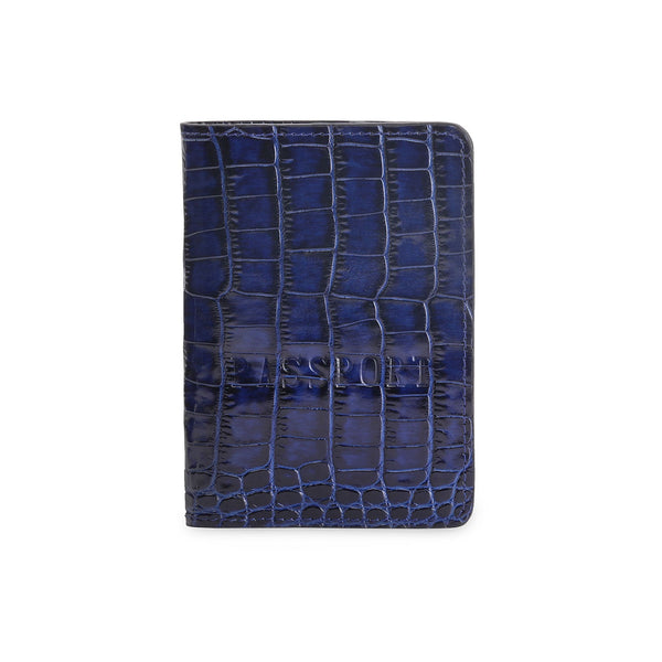 Blue leather passport case