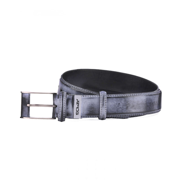 Gray leather belt