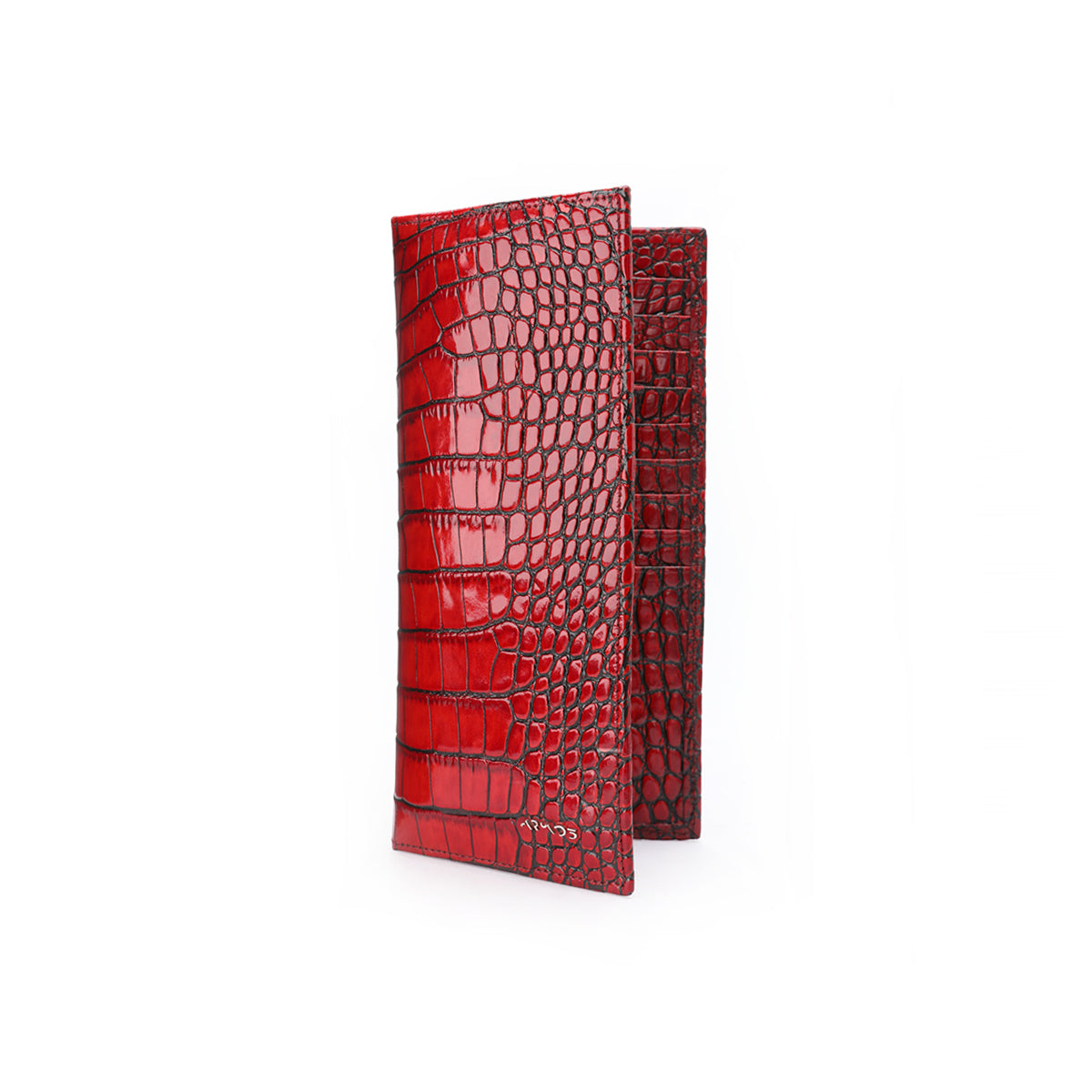 Red croc-printed wallet