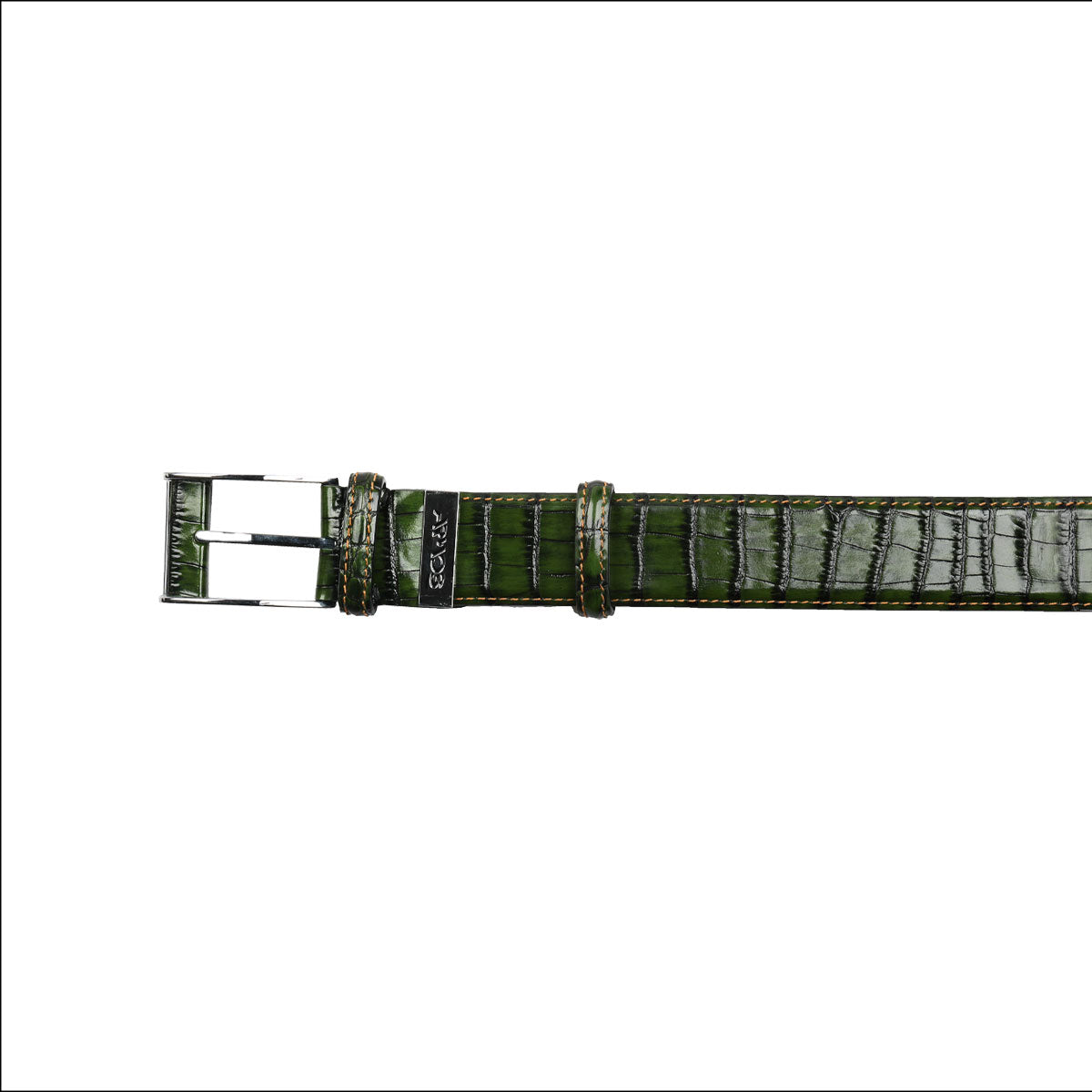 Green Crocodile Print Belt